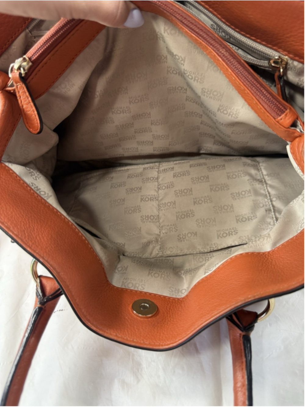 MICHAEL Michael Kors Hamilton Large EW Chain Strap Satchel in Orange - Picture 7 of 15